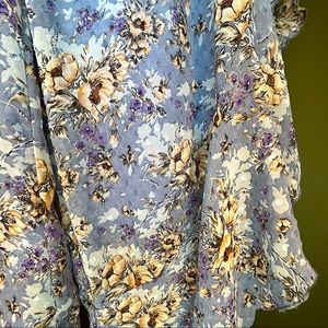 Light Blue Floral Flare Pants - L